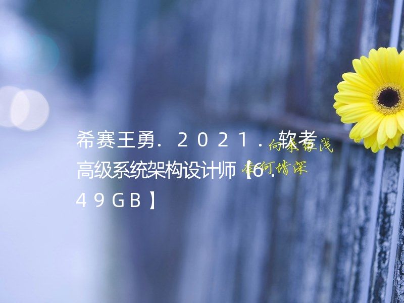 希赛王勇.2021.软考高级系统架构设计师【6.49GB】