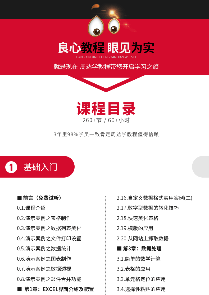 Excel视频教程表格函数透视图VBA办公自动化office2019零基础教学
