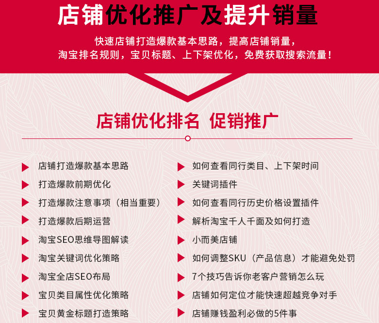 淘宝开店教程新手我要开网店装修电商运营推广培训视频课全套