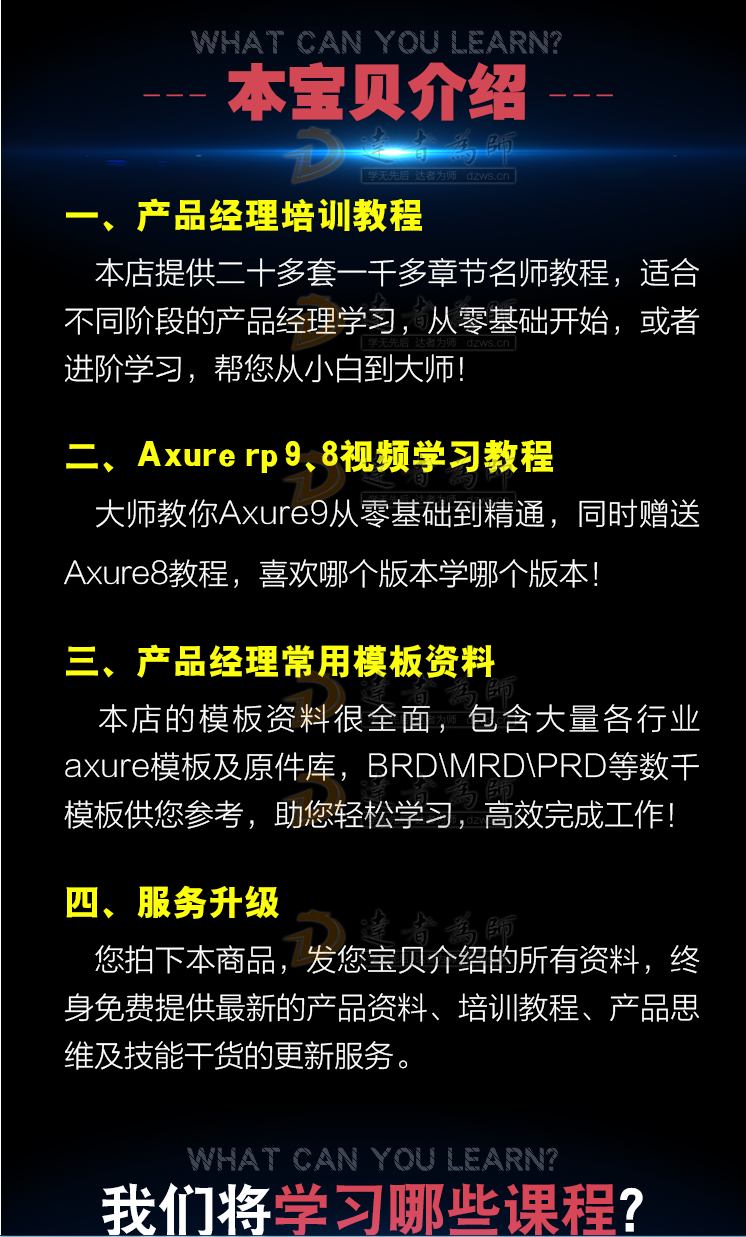 全新产品经理培训视频教程大全 Axure模板 rp9与8视频教程元件库模板下载