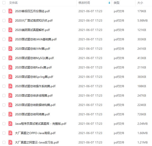 Java大厂面试资料合集（2021）