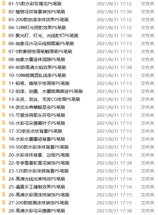 PS笔刷大全156套设计类笔刷合集（ps笔刷素材包 百度网盘）