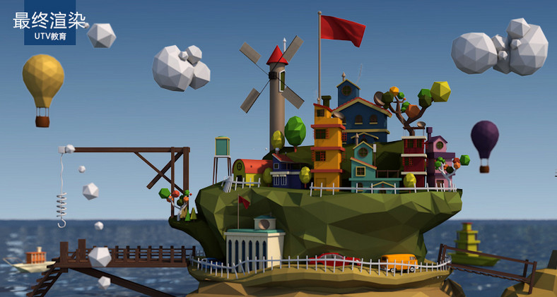 [进阶教程] C4D-低边形海岛GIF动画中文视频教程